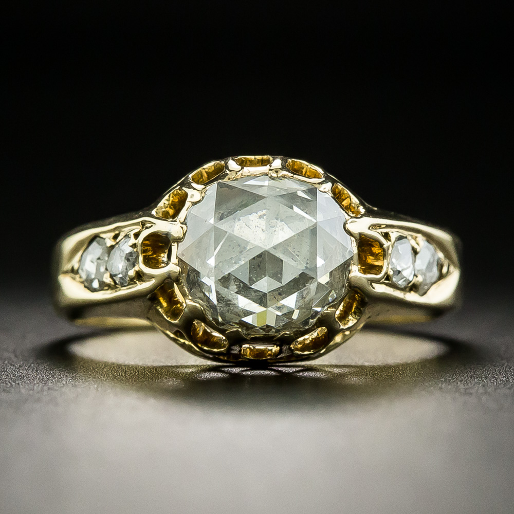 Icy White Rose Cut Pear Diamond Protea Engagement Ring – Fiat Lux