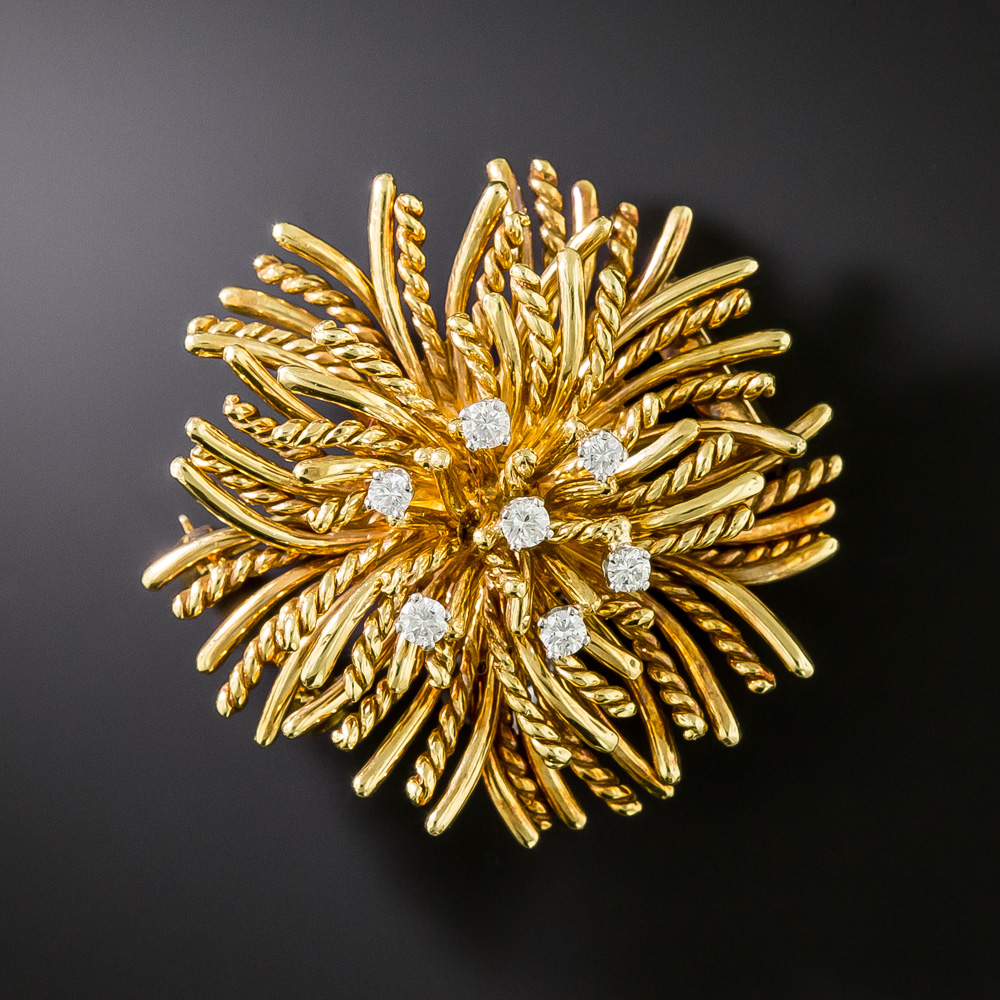 Vintage 1960s Tiffany Co. Diamond Flower Brooch