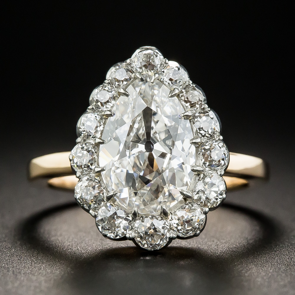 Antique pear top diamond ring