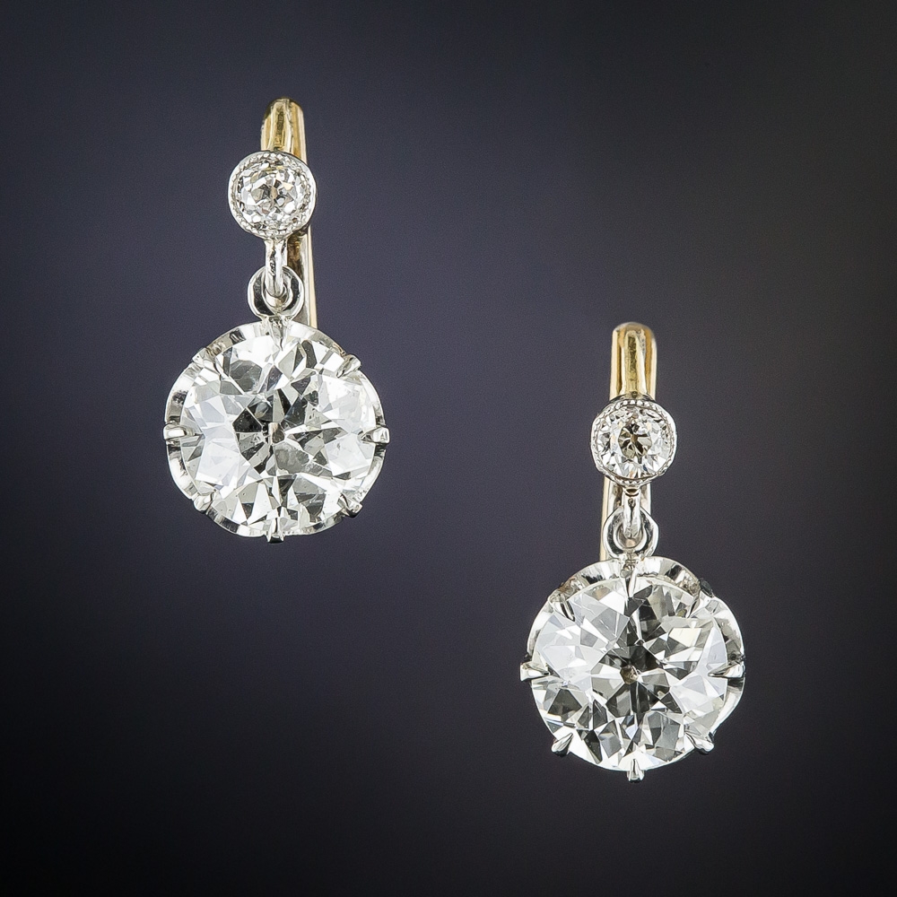 Vintage 2.60 Carat Total Weight Diamond Drop Earrings - What's New