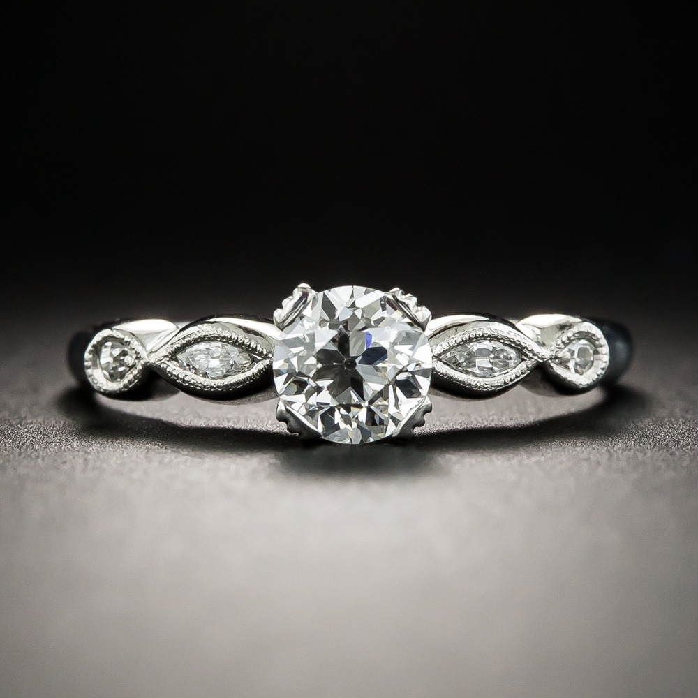 Vintage .69 Carat Diamond Platinum Engagement Ring - GIA H VS2
