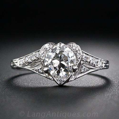 Vintage heart on sale shaped engagement rings