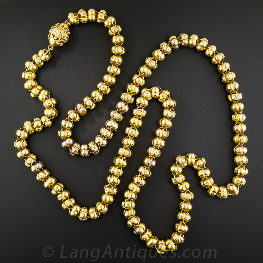 Vintage Austro-Hungarian Bead Chain Necklace - 46 Inches