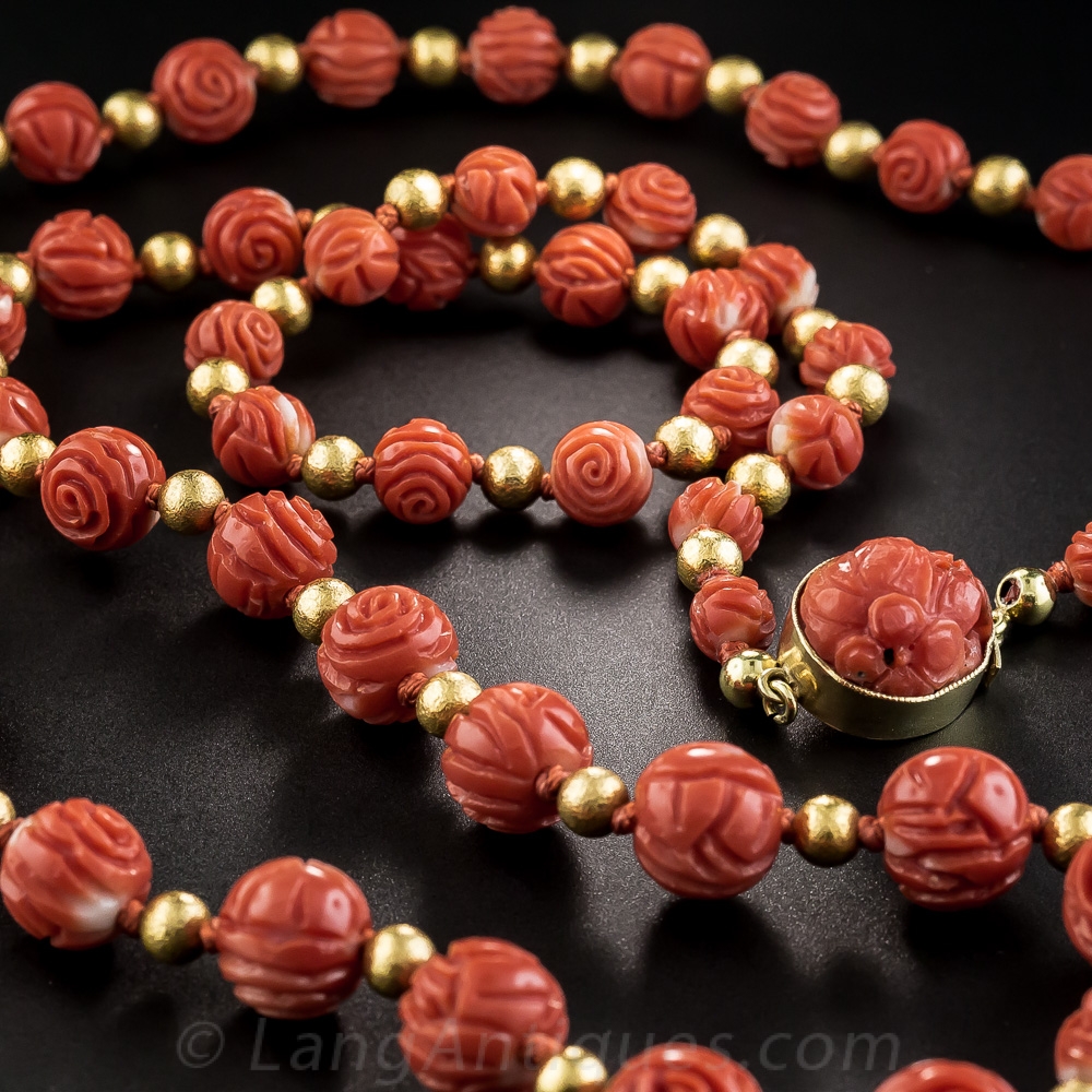 Carved coral and diamond necklace - Auction Fine and Coral Jewels - Cambi  Casa d'Aste