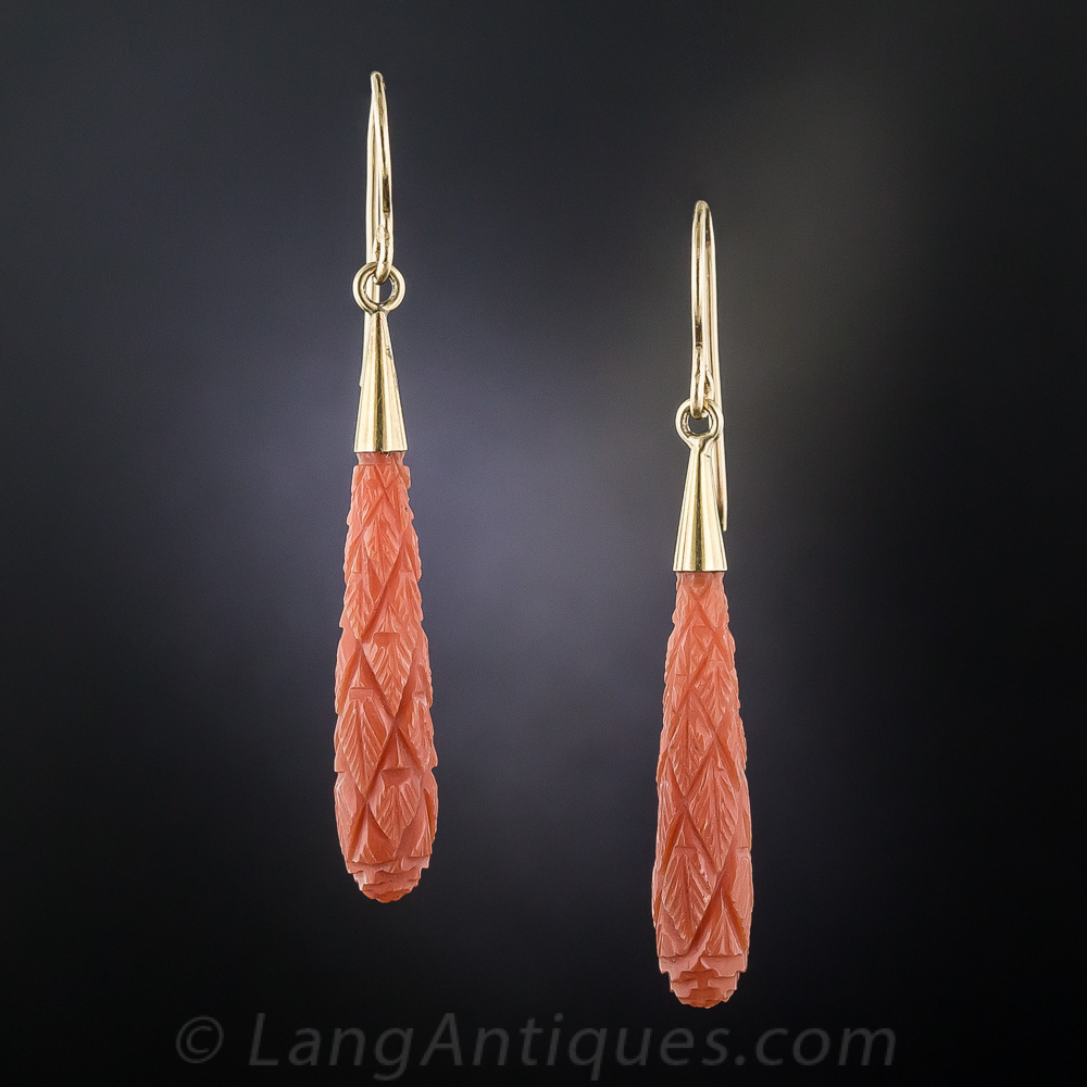 Carved coral earrings shop