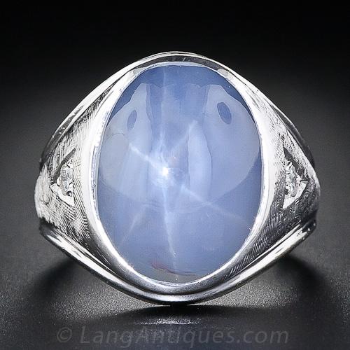 Vintage Gent’s Star Sapphire and Diamond Ring