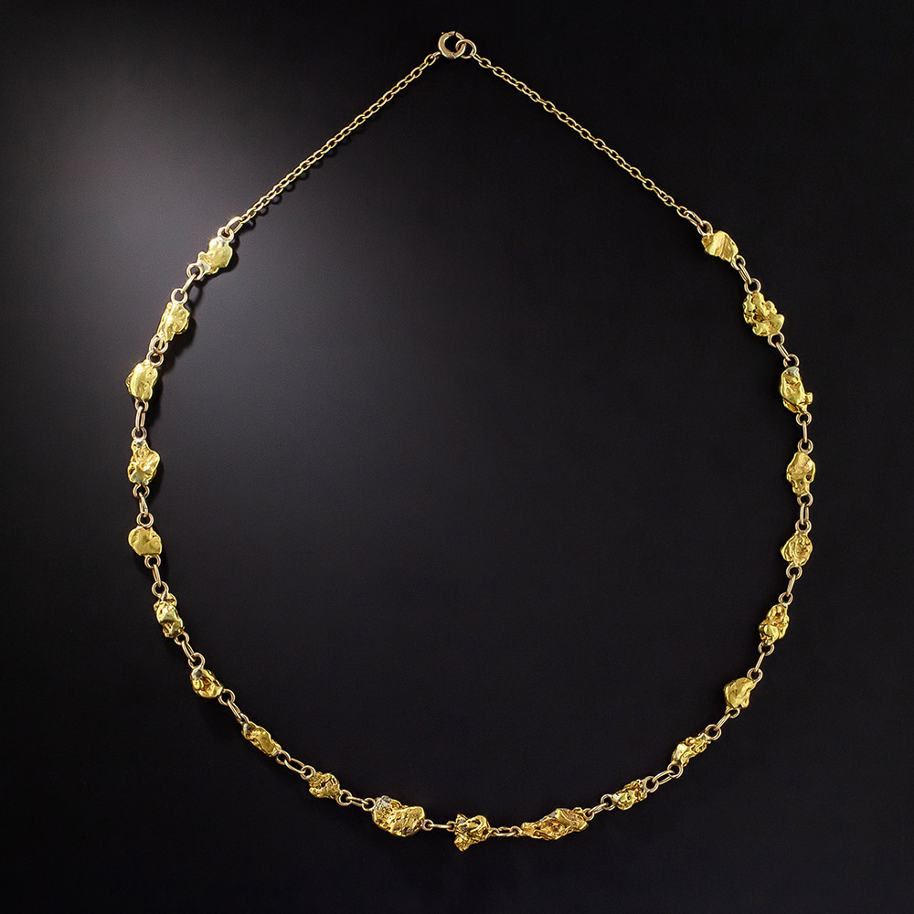 Vintage Gold Nugget Chain Necklace