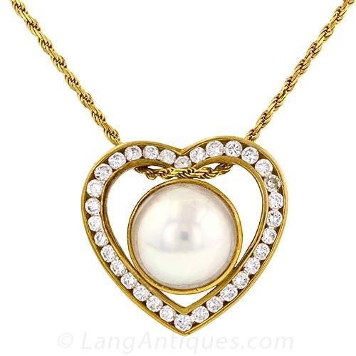 Vintage Gucci Pearl and Diamond Necklace