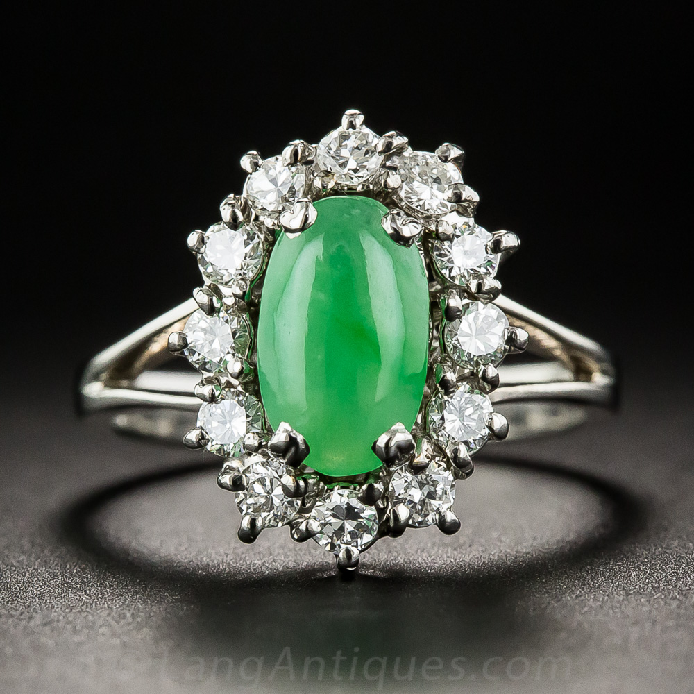 Vintage Natural Jade and Diamond Ring