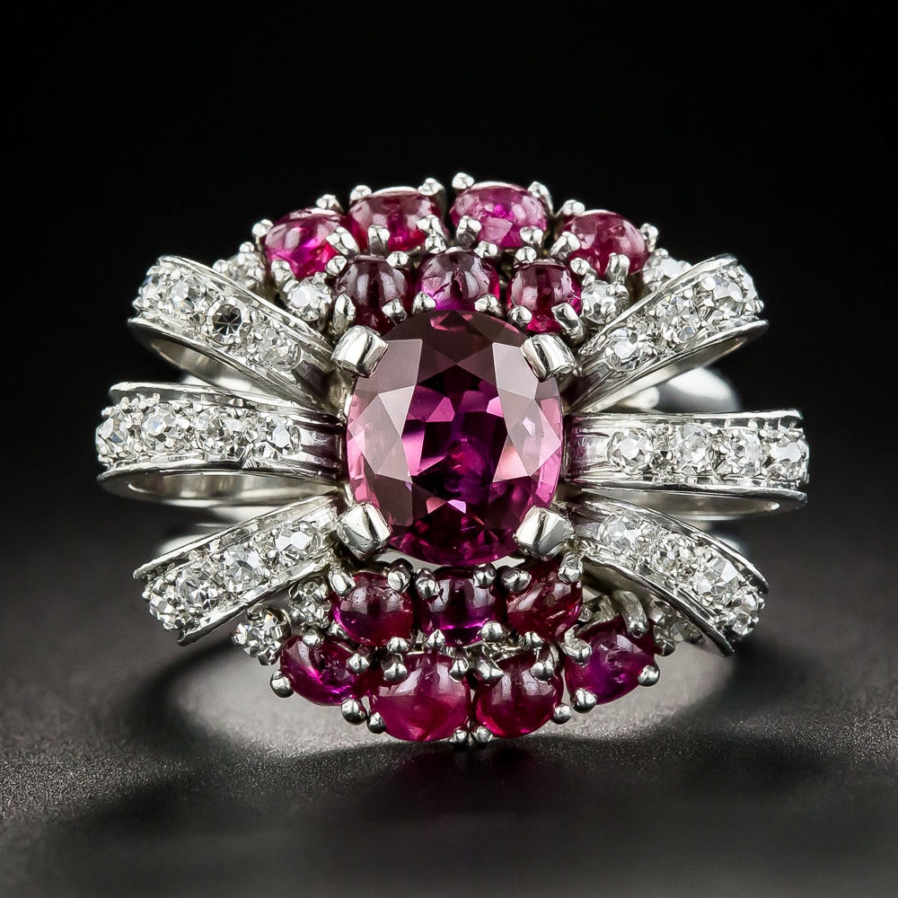 Vintage No-Heat Ruby and Diamond Cocktail Ring