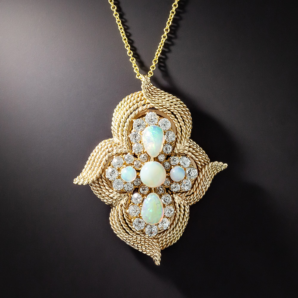 Antique opal and diamond necklace 2025