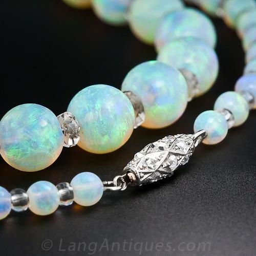 Opal bead necklace new arrivals antique