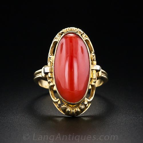 Vintage Ox Blood Coral Ring