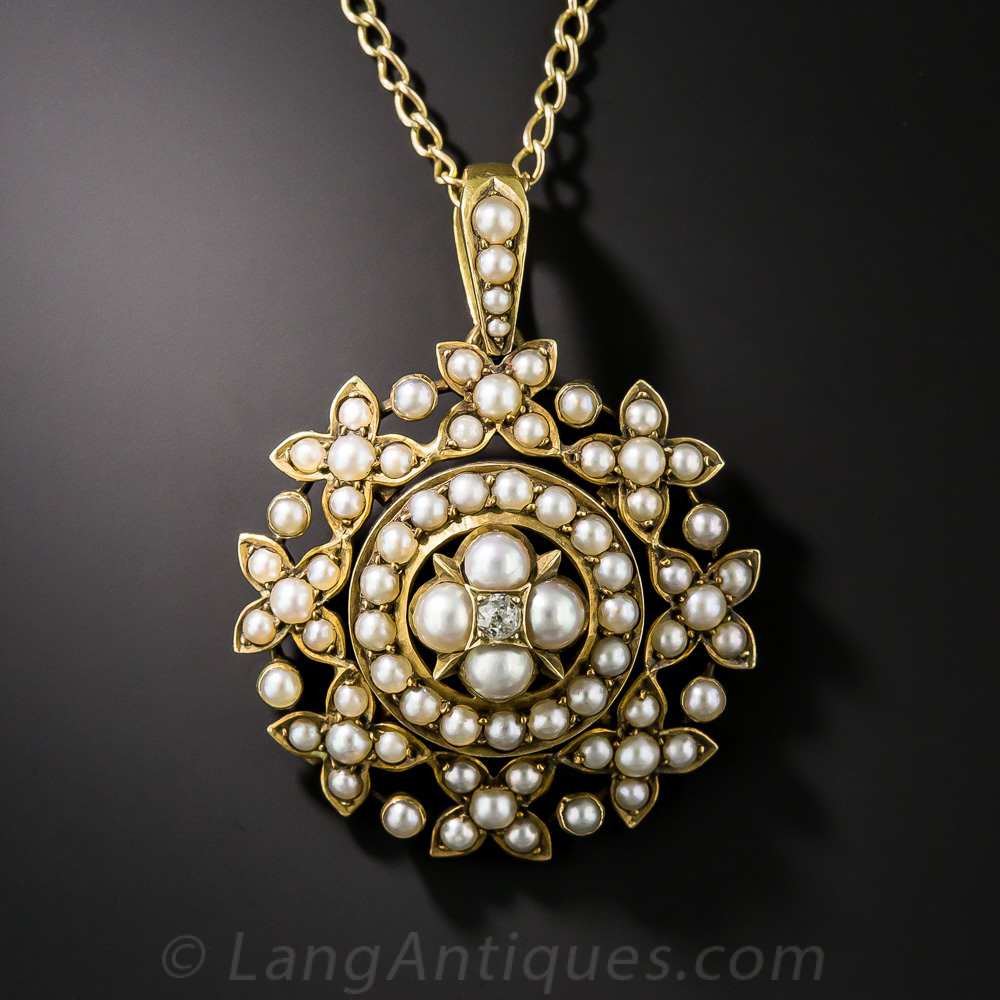 Vintage Pearl Cluster Pendant Necklace