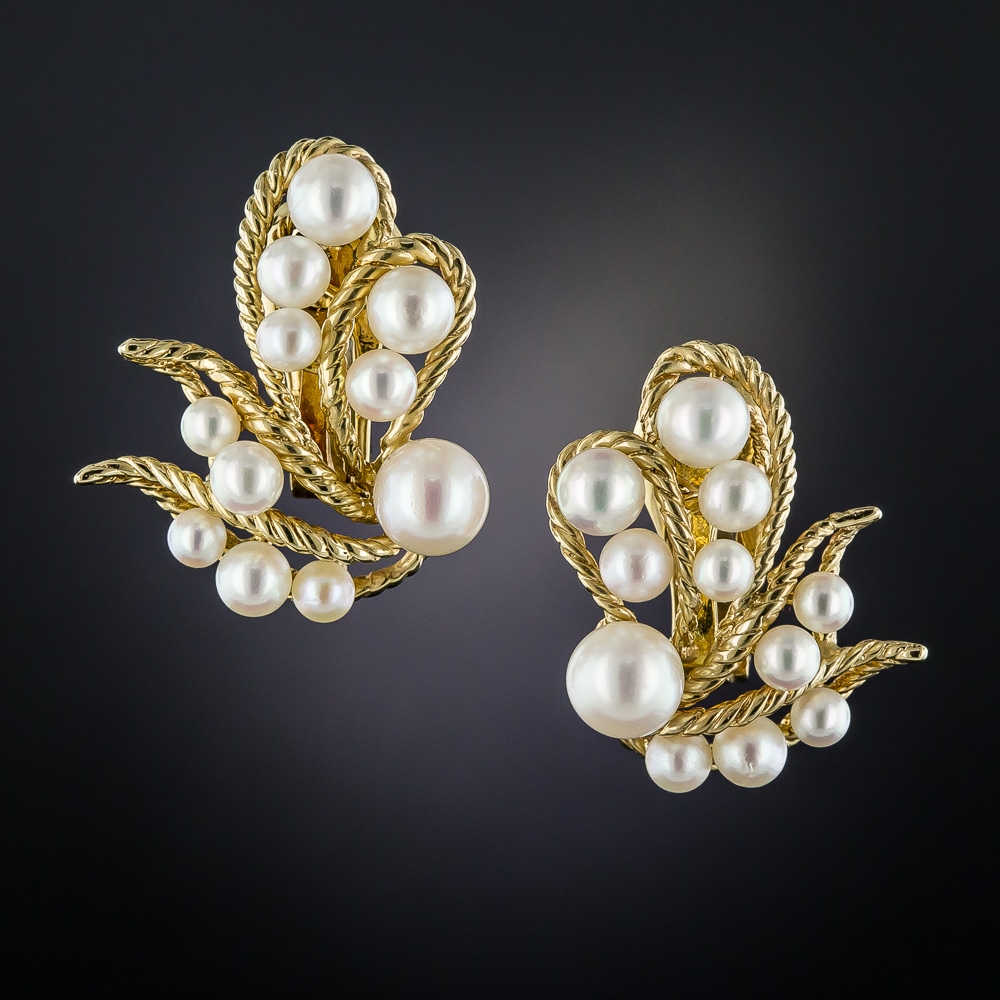 Elena Art Deco style pearl earrings vintage pearl drop wedding earrings   Vintage Bridal Accessories