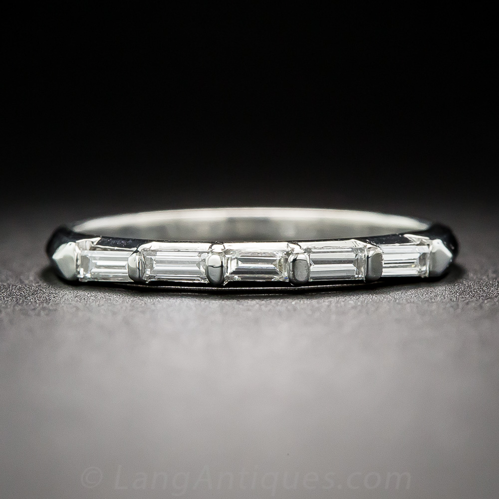 Vintage Platinum and Baguette Diamond Wedding Band