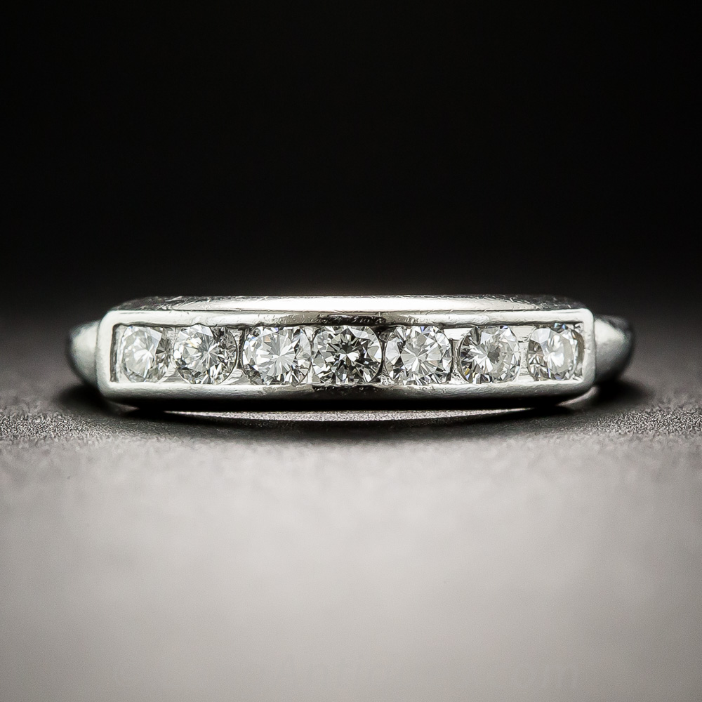 Vintage Platinum ChannelSet Diamond Wedding Band