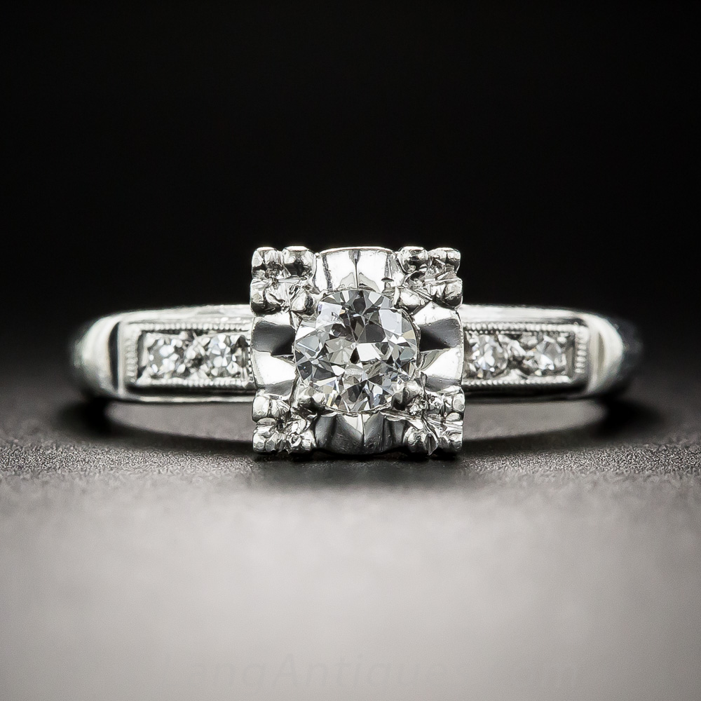 Vintage illusion engagement ring top