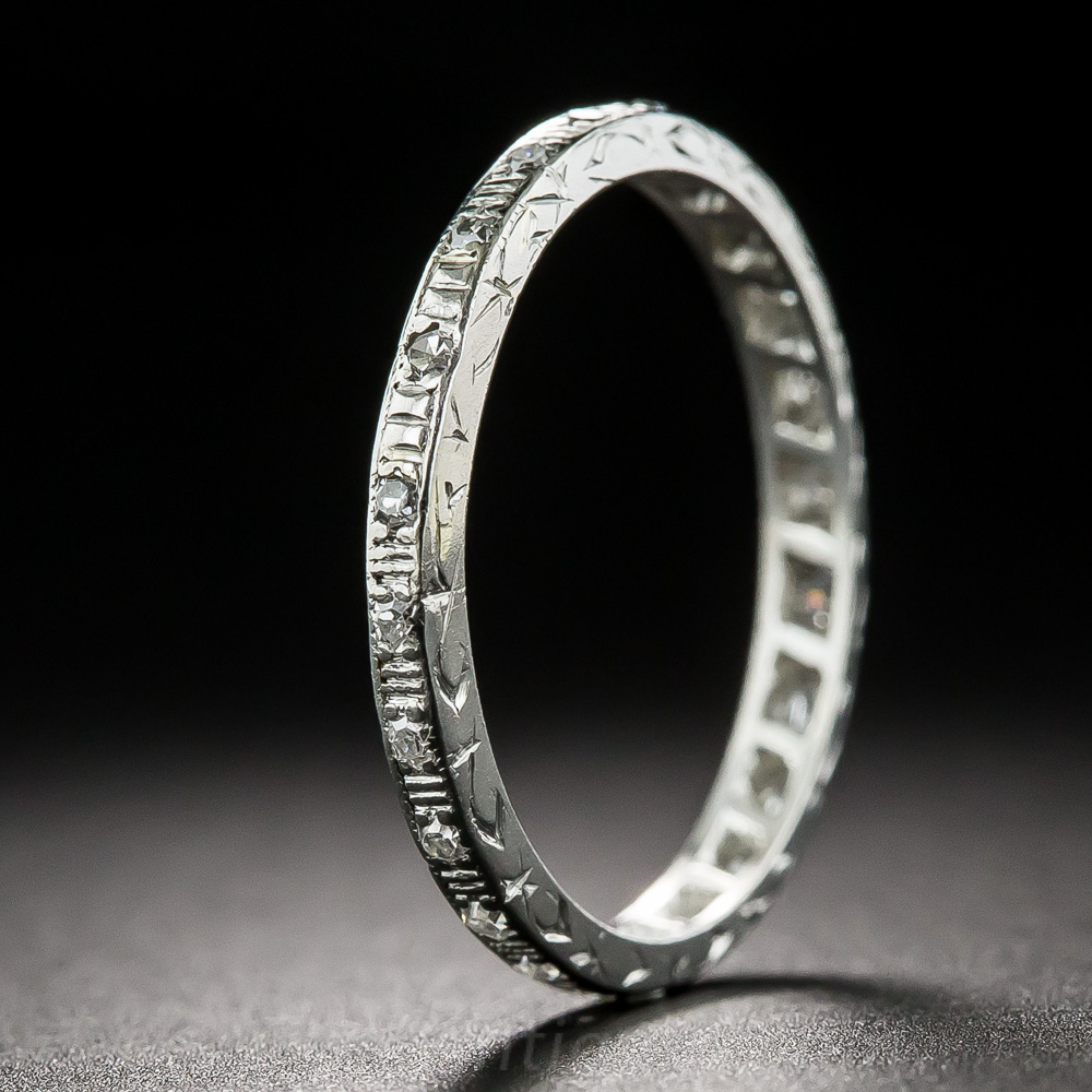 Vintage Platinum Diamond Wedding Band Size 5