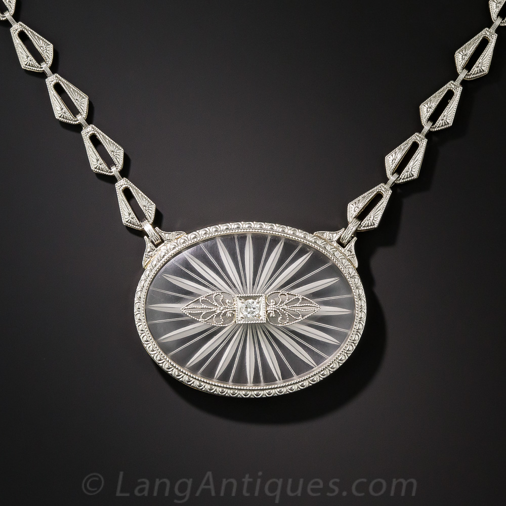 vintage rock crystal diamond necklace by krementz diana 1 90 1 10251