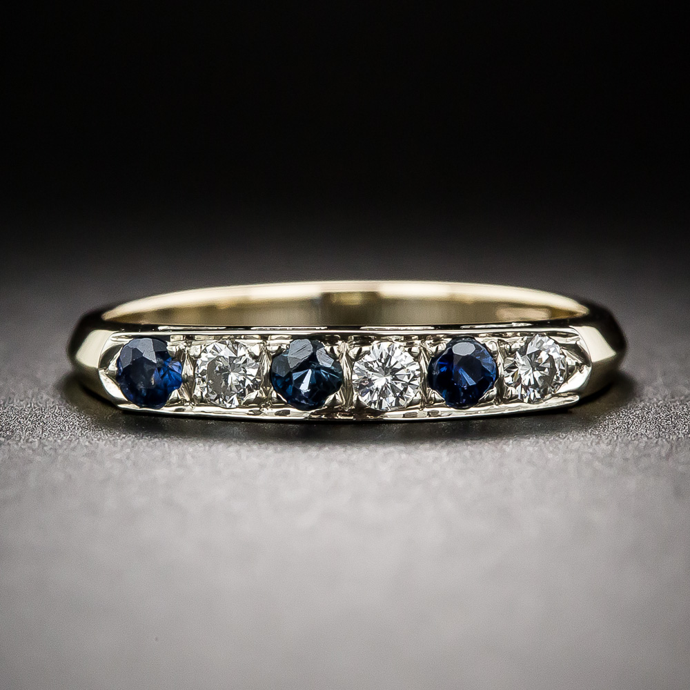 Vintage Sapphire And Diamond Wedding Band 1 110 3 6135 