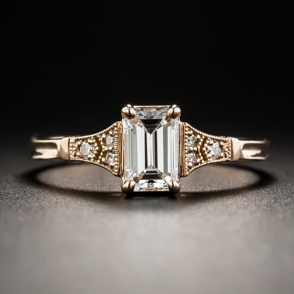 Vintage Style 56 Carat Emerald Cut Diamond Engagement Ring By Lang Gia D Vs2 1 10 1 11550 