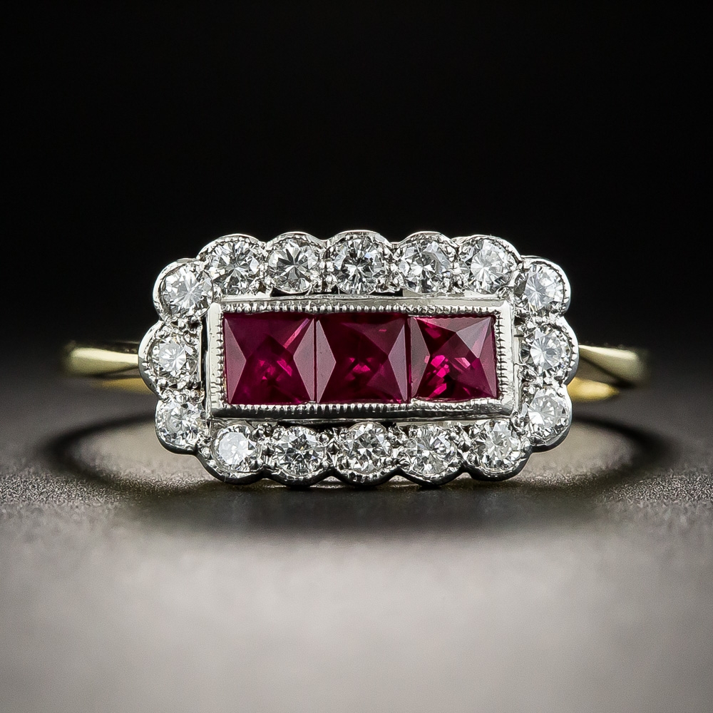 Vintage Style Ruby and Diamond Ring