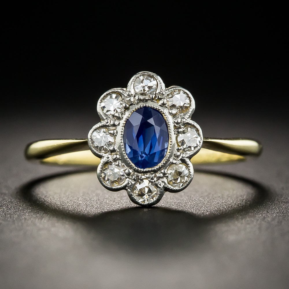 Vintage Style Sapphire Diamond Halo Ring 1 30 1 11021 