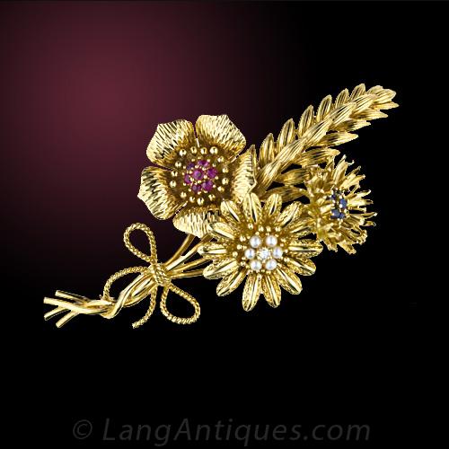 Vintage Tiffany & Co Flower Brooch